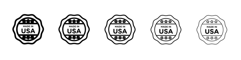 Made in usa badge icon black and white vector sign