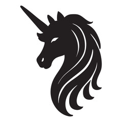 Silhouette black Unicorn Horse head