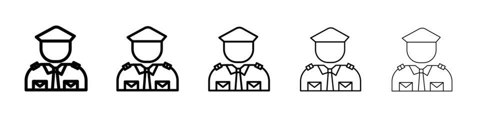 Male chief officer icon black and white vector sign