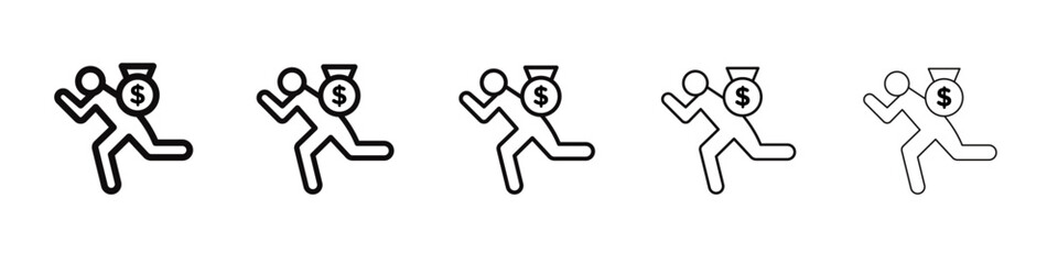 Man take money credit icon black and white vector sign
