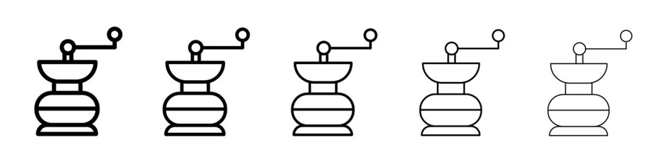 Manual coffee grinder icon black and white vector sign