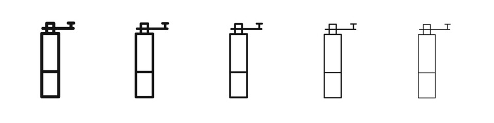 Manual coffee grinder icon black and white vector sign