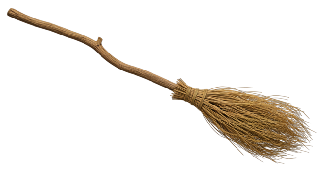 Classic Witch Broom – Transparent Background
