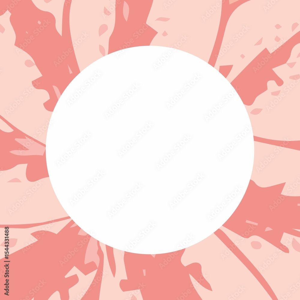 Poster square image of pink patterned border around circular white copy space