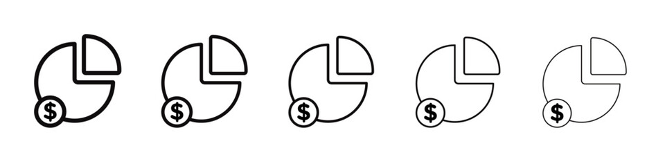 Market share icon black and white vector sign