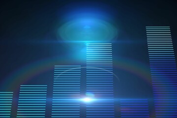Glowing blue bar chart on black background © vectorfusionart
