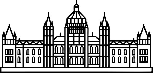 Fototapeta premium Houses of Parliament London outline icons 