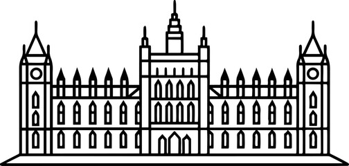 Naklejka premium Houses of Parliament London outline icons 