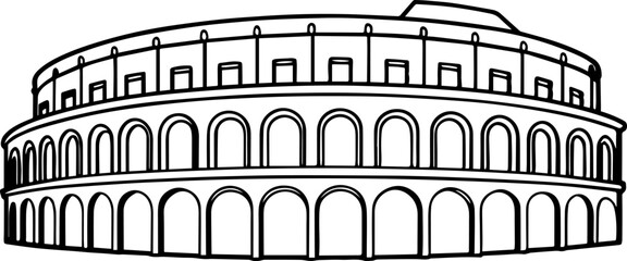 Colosseum Rome outline vector illustrations
