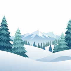Obraz premium winter landscape with trees in the foreground and hills covered by snow