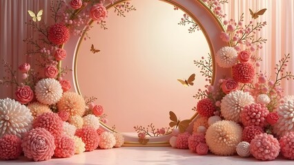 An elegant and fantastical landscape of flowers and arches