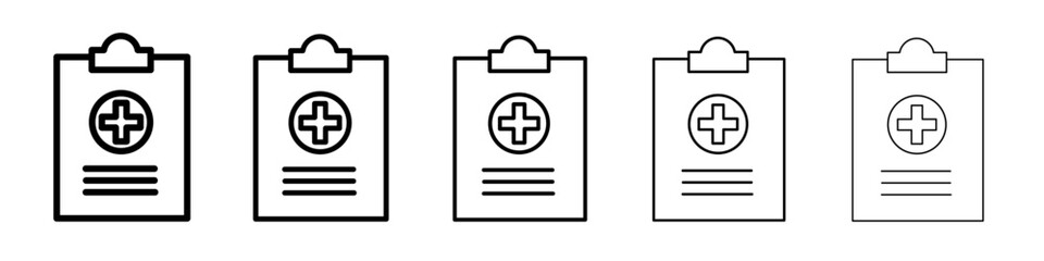 Medical report icon black and white vector sign