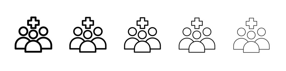 Medical team icon black and white vector sign