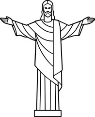 Christ the Redeemer line art illustrations
