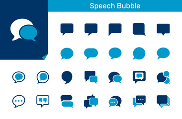 Speech bubble icon collection for message, chat and communication concept, Flat design, Pixel perfect.