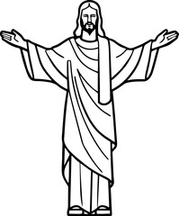 Christ the Redeemer line art illustrations
