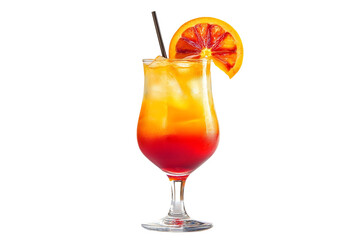 Refreshing tequila sunrise cocktail isolated on transparent background
