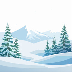 Fototapeta premium winter landscape with trees in the foreground and hills covered by snow
