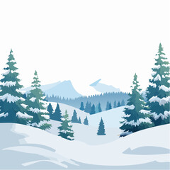 Fototapeta premium winter landscape with trees in the foreground and hills covered by snow