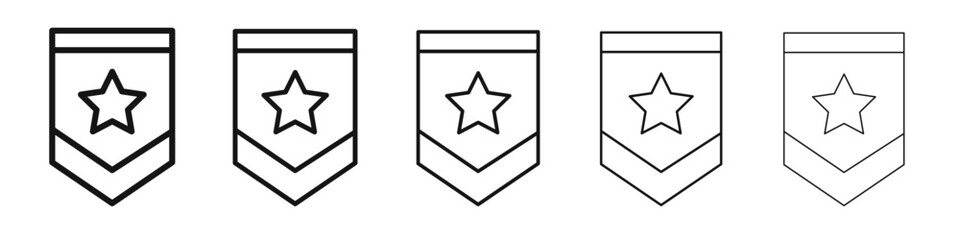 Military rank badge icon black and white vector sign