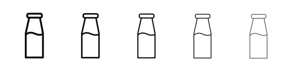 Milk bottle icon black and white vector sign