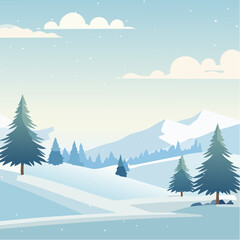 Fototapeta premium winter landscape with trees in the foreground and hills covered by snow