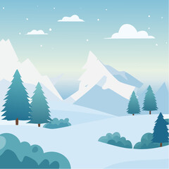 Fototapeta premium winter landscape with trees in the foreground and hills covered by snow