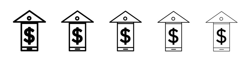 Mobile Bank icon black and white vector sign