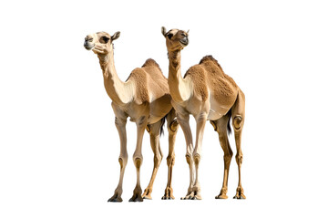 dromedary camels standing isolated on transparent background