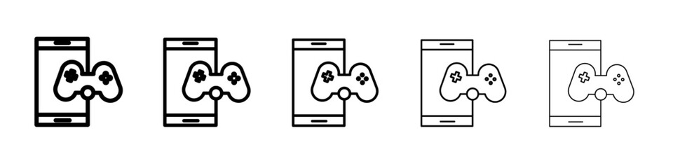 mobile phone game icon black and white vector sign