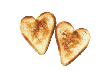 heart shaped toasts isolated on transparent background