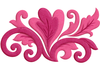 Elegant pink floral design element damask style ornament, On Transparent Background, Png Image