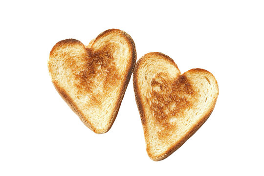 heart shaped toasts isolated on transparent background