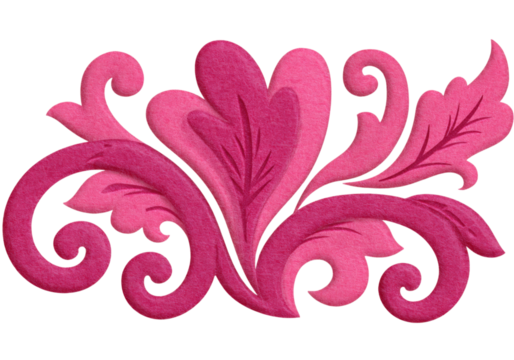 Elegant pink floral design element damask style ornament, On Transparent Background, Png Image