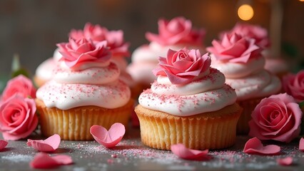 Cute flower and cake background