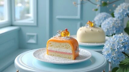 Cute flower and cake background