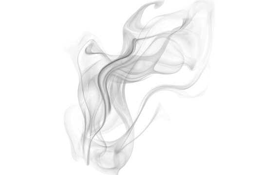 Abstract gray smoke swirls isolated on transparent background