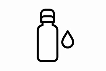 Minimalist Line Art Depicting a Bottle with a Lid and a Single Water Droplet on a White Background Ideal for Various Design Applications simple
