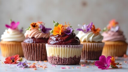 Cute flower and cake background