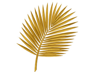 Golden palm leaf on black background decorative nature element isolated design