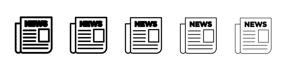 Newspaper icon black and white vector sign