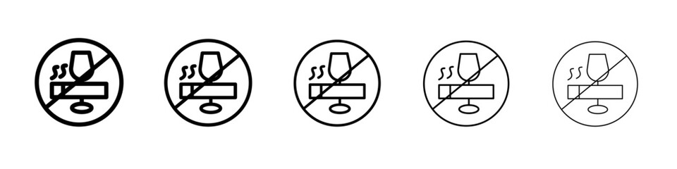No alcohol and cigarettes icon black and white vector sign