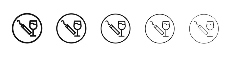 No alcohol and cigarettes icon black and white vector sign