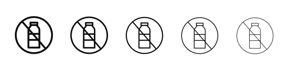 No plastic bottle icon black and white vector sign