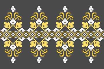 Cross stitch pattern concept showcasing traditional ethnic geometric pattern, Design for textile, background,carpet,wallpaper,clothing,wrapping,Batik,fabric,Vector illustration	
