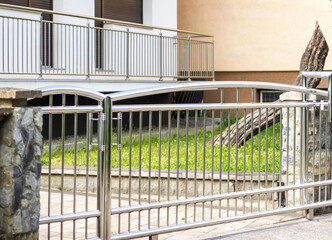 fence chrome stainless steel on wall. chromium fence
