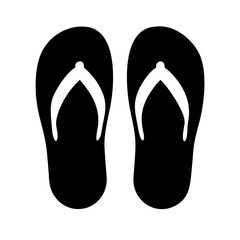 Simple Black Flip-Flops Icon A Minimalist Vector Graphic Representing Summer Footwear and Beach Relaxation