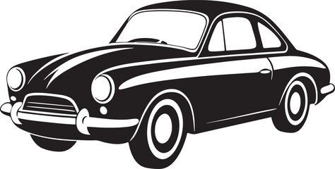 Classic vintage car silhouette isolated on white background