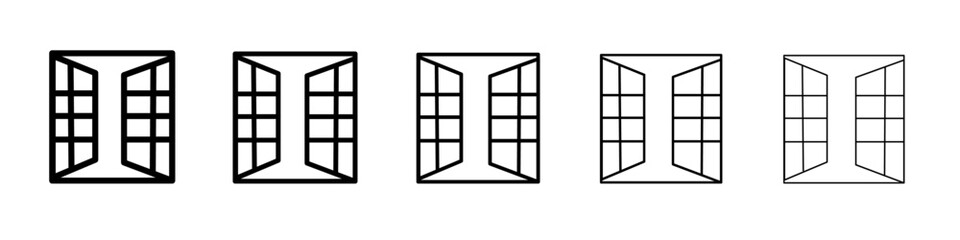 Open windows icon black and white vector sign