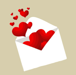 valentine card with red hearts,valentines day card with red hearts on a pink background,Envelope and heart shape. Love Letter. Valentine's day